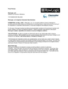 ClearwaterAcquisitionPressReleaseV2 | RowLogic